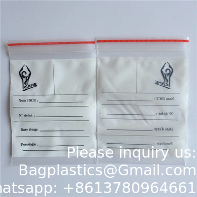 أكياس العينات الحيوية، 100 قطعة 6 × 9 بوصة / 15 × 25 سم مع الطباعة البيولوجية الحمراء شعار، زيبلوك أعلى أكياس العينات خارج الجيب