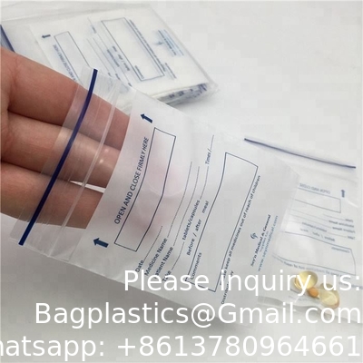 أكياس العينات الحيوية، 100 قطعة 6 × 9 بوصة / 15 × 25 سم مع الطباعة البيولوجية الحمراء شعار، زيبلوك أعلى أكياس العينات خارج الجيب