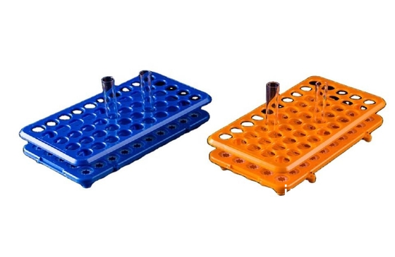 مختبر متعددة الوظائف PP جهاز الطرد المركزي 50 حفرة * 18mm أنبوب اختبار بلاستيكي رف حلقة السيليكون