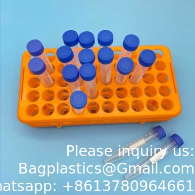 مختبر متعددة الوظائف PP جهاز الطرد المركزي 50 حفرة * 18mm أنبوب اختبار بلاستيكي رف حلقة السيليكون