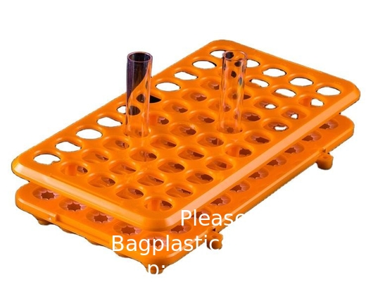 مختبر متعددة الوظائف PP جهاز الطرد المركزي 50 حفرة * 18mm أنبوب اختبار بلاستيكي رف حلقة السيليكون