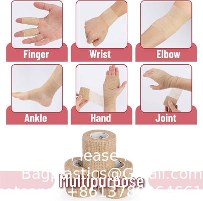 غلاف الضمادات اللاصقة الذاتية، حزمة 6، لون الجلد، 2 ′′ × 5 ياردات، ضمادات متماسكة، غلاف طبي، غلاف ضمادات مرنة