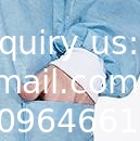 معطف مختبر SMS العمل ارتداء جيب الزي الرسمي غسل الركبة الطول غير المنسوج مرة واحدة مع طوق العنق والأكمام