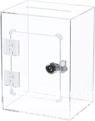 صندوق التبرعات الأكريليك، 9.8 &quot;x 9.8&quot; x 9.8 &quot;صندوق الاقتراع الكبير، صندوق الاقتراح مع القفل - صندوق التعليق الكبير - المال الواضح