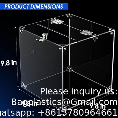 صندوق التبرعات الأكريليك، 9.8 &quot;x 9.8&quot; x 9.8 &quot;صندوق الاقتراع الكبير، صندوق الاقتراح مع القفل - صندوق التعليق الكبير - المال الواضح