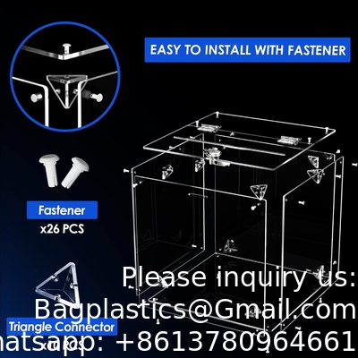 صندوق التبرعات الأكريليك، 9.8 &quot;x 9.8&quot; x 9.8 &quot;صندوق الاقتراع الكبير، صندوق الاقتراح مع القفل - صندوق التعليق الكبير - المال الواضح