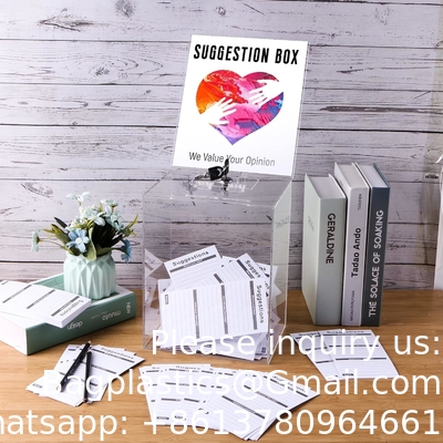 صندوق التبرعات الأكريليك، 9.8 &quot;x 9.8&quot; x 9.8 &quot;صندوق الاقتراع الكبير، صندوق الاقتراح مع القفل - صندوق التعليق الكبير - المال الواضح
