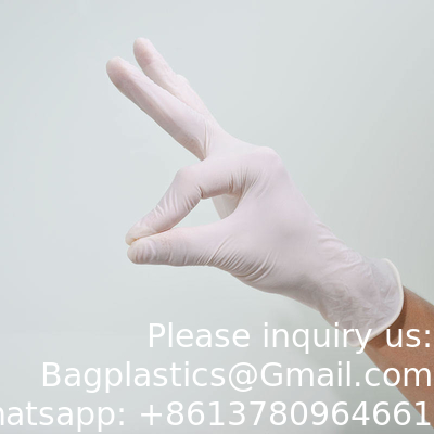 القياس المتوسط 3.5g 4.5g 5.5g 6.5g قفازات خالية من المسحوقات اللاتكس الجملة قفازات اللاتكس المستخدمة مرة واحدة المصنعين