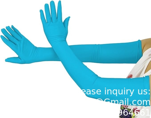 العينات المجانية عالية الجودة الأزرق السماوي المستخدم مرة واحدة الجملة مسحوق الطبيب المجانية الأكمام الطويلة قفازات النتريل غير العقيمة