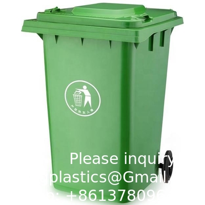 علبة الغبار العجلة القمامة 25L / 70L / 100L / 120L / 240L / 360L / 660L / 1100L بطاء القدمين البلاستيكية علبة الغبار قمامة القمامة