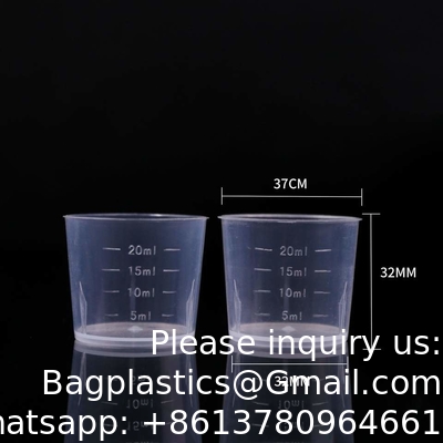 أكواب الدواء الشفافة الكؤوس المستخدمة لمرة واحدة كؤوس الدواء البلاستيكية PP 10ml 20ml 30ml دواء قياس سائل