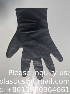 بيع بالجملة القفازات اليدوية المستخدمة لمرة واحدة لتجهيز الطعام TPE CPE HDPE أسود الشفاف القوة القفاز البلاستيكي المستخدم مرة واحدة