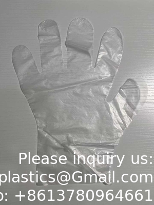 بيع بالجملة القفازات اليدوية المستخدمة لمرة واحدة لتجهيز الطعام TPE CPE HDPE أسود الشفاف القوة القفاز البلاستيكي المستخدم مرة واحدة