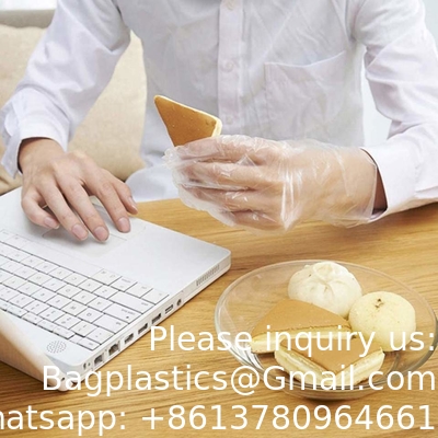 بيع بالجملة القفازات اليدوية المستخدمة لمرة واحدة لتجهيز الطعام TPE CPE HDPE أسود الشفاف القوة القفاز البلاستيكي المستخدم مرة واحدة