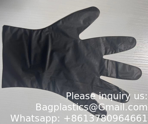 بيع بالجملة القفازات اليدوية المستخدمة لمرة واحدة لتجهيز الطعام TPE CPE HDPE أسود الشفاف القوة القفاز البلاستيكي المستخدم مرة واحدة