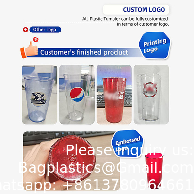 8 أوقية كأس Tumbler مخصص شعار أمبر كؤوس الشرب كؤوس المياه Tumbler البلاستيكي Tumbler كأس المشروبات