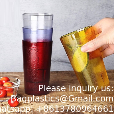 كؤوس بلاستيكية صلبة كؤوس بلاستيكية واضحة مزدوجة الألوان ذات الأطراف الكؤوس الزفافية الفاخرة المستخدمة مرة واحدة كؤوس الحفلات الأنيقة