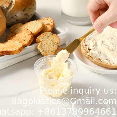 أكواب الحصص مع أغطية، حاويات بلاستيكية صغيرة مع أغطية، أكواب صوفل قابلة للترتيب الصلبة، أكواب شوت الهلام، الصلصة