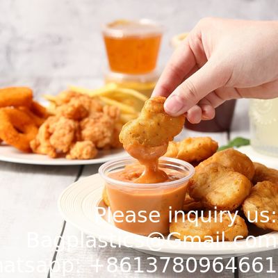 أكواب الحصص مع أغطية، حاويات بلاستيكية صغيرة مع أغطية، أكواب صوفل قابلة للترتيب الصلبة، أكواب شوت الهلام، الصلصة