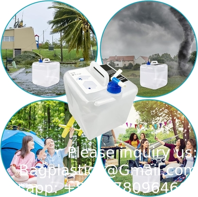 حاوية المياه 2.6 جالون خالية من BPA، حاويات تخزين المياه للطوارئ مع الصمام، وعاء التخزين المحمول القابل للطي