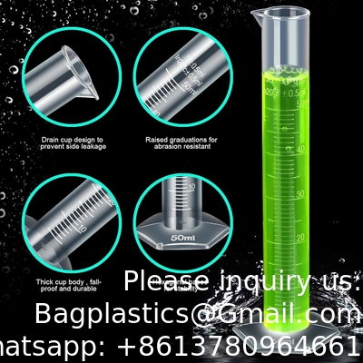 أسطوانات بلاستيكية متدرجة وأوعية بلاستيكية، أسطوانات بلاستيكية متدرجة 10ml 25ml 50ml 100ml 250ml &amp; 5pcs