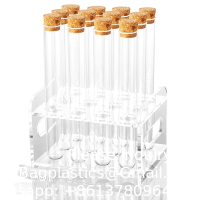 العلوم 12Pcs 25x200mm ((80ml) أنابيب اختبار زجاجية مع أغطية سدادة