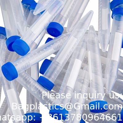 أنابيب الطرد المركزي المخروطية 15mL، أنابيب اختبار بلاستيكية معقمة مع غطاء المسمار، حاوية البولي بروبلين مع الدراسات العليا