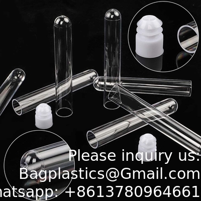 أنابيب اختبار بلاستيكية مع رف والقبعات، 16 × 100mm مع حامل للتجارب العلمية، حبات سائلة