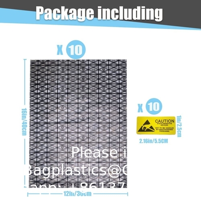 كيس مضاد للستاتيكية مفتوح العلوي، 10 قطعة 12X16in/30x40cm الكبيرة ESD أكياس مضادة للستاتيكية للوحة LCD بطاقة الفيديو اللوحة الأم