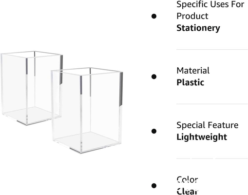 صندوق أكريليك، C؛Ear Box حامل قلم Medical Pack،Clear Desktop Pencil Cup منظوم أدوات الكتابة لمعدات المكتب