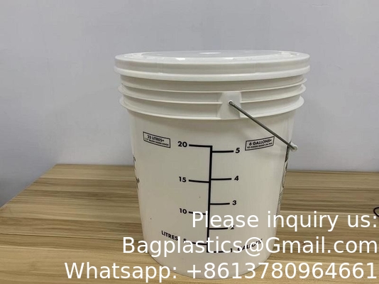 دلو مع غطاء غاما سيل، HDPE، الحمراء الدرجة الغذائية خالية من BPA 5 جالون دلو حاوية دلو مع غطاء غاما سيل