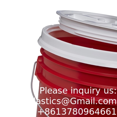 دلو مع غطاء غاما سيل، HDPE، الحمراء الدرجة الغذائية خالية من BPA 5 جالون دلو حاوية دلو مع غطاء غاما سيل