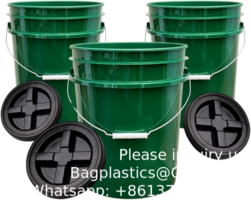 7 غالون دلو من الدرجة الغذائية السوداء + أغطية غاما، تخزين حاوية خالية من BPA، أكياس HDPE دائمة