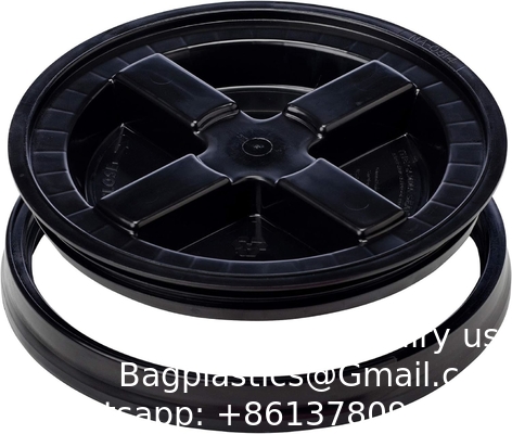 7 غالون دلو من الدرجة الغذائية السوداء + أغطية غاما، تخزين حاوية خالية من BPA، أكياس HDPE دائمة