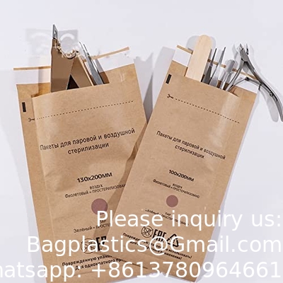 أدوات صالون الأظافر المطهر الحراري الجاف الحقائب 75 * 150mm أكياس التعقيم المستخدمة مرة واحدة المطهر الذاتي أكياس الورق