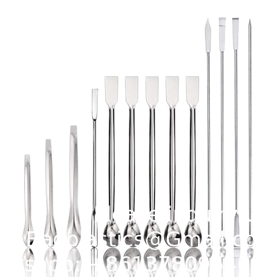 معمل الفولاذ المقاوم للصدأ (Spatula) ميكرو سكوب (Micro Scoop Reagent) مختبر خلط المواد (Spatula) 22 سم بطول ملعقة أخذ العينات