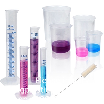 الأسطوانات والأكواب البلاستيكية المتدرجة 5 أنابيب، 10ml 25ml 50ml أسطوانات 100ml، 50ml 100ml 250ml 500ml 1000ml