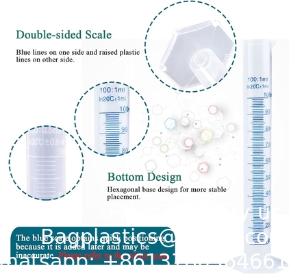 الأسطوانات والأكواب البلاستيكية المتدرجة 5 أنابيب، 10ml 25ml 50ml أسطوانات 100ml، 50ml 100ml 250ml 500ml 1000ml