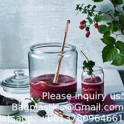 أوعية الكوكيز الزجاجية الملصقات العلامة غليون علبة مجموعات لمعداد المطبخ مع أغطية محكمة الهواء، حامل حزمة السكر