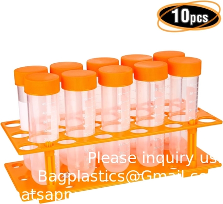 SCIENCE LAB العلوم الابتدائية أنابيب الاختبار الكبيرة مع الوقوف، مجموعة من 10 أنابيب، الأدوات البلاستيكية المختبرية، أنابيب المختبر للاختبار