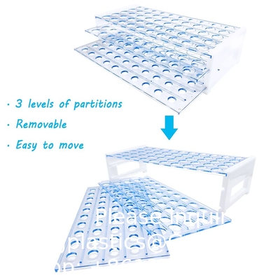 أنابيب اختبار بلاستيكية مع رف، 16 × 100mm أنابيب مع القبعات أنابيب رف، مجموعة أنابيب اختبار للتجارب العلمية