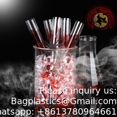 أنابيب اختبار بلاستيكية واضحة مع قبعات ومرفق حامل للأزياء الحفلة الممرضة حفلات عيد الهالوين