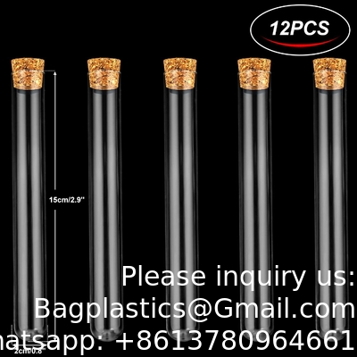 التجارب العلمية 12Pcs 20x150mm أنابيب اختبار الزجاج مع أغطية سدادة 1 رف من المواد الأكريلية