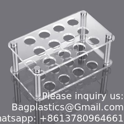 التجارب العلمية 12Pcs 20x150mm أنابيب اختبار الزجاج مع أغطية سدادة 1 رف من المواد الأكريلية