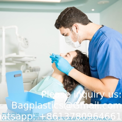 وعاء مختبر العمل في طب الأسنان، وعاء عمل في مختبر الأسنان، وعاءات بلاستيكية متوسطة مع شريط من الفولاذ المقاوم للصدأ للحفاظ على بطاقات العمل