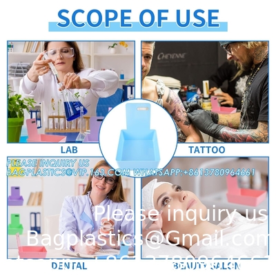 وعاء مختبر العمل في طب الأسنان، وعاء عمل في مختبر الأسنان، وعاءات بلاستيكية متوسطة مع شريط من الفولاذ المقاوم للصدأ للحفاظ على بطاقات العمل