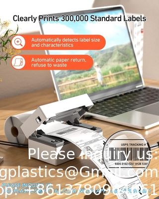 طابعة ملصقات حرارية 4x6 USB، طابعة ملصقات الباركود المكتبية لشحن الحزم المنزل الأعمال الصغيرة