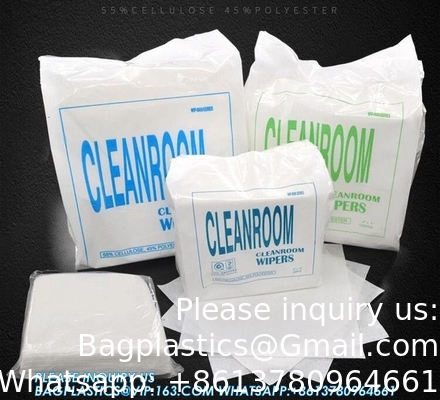 4 بوصة 2 Ply Polyester Fabric Wiper For Industrial Cleanroom تنظيف المنظفات القماش 4009 البوليستر القماش الخالي من الغبار Ultra