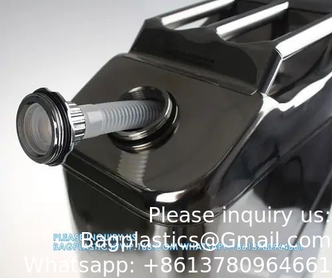 304 الفولاذ المقاوم للصدأ جري يمكن استخدام الجرة 10L / 20L خزان مياه النفط مع فوهة مرنة وكبس المسمار