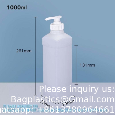 1L زجاجة HDPE البلاستيكية لشامبو الشعر التعبئة السائلة مع غطاء مضخة مضخة رشّاح مغطاة مسدس بلاستيكي
